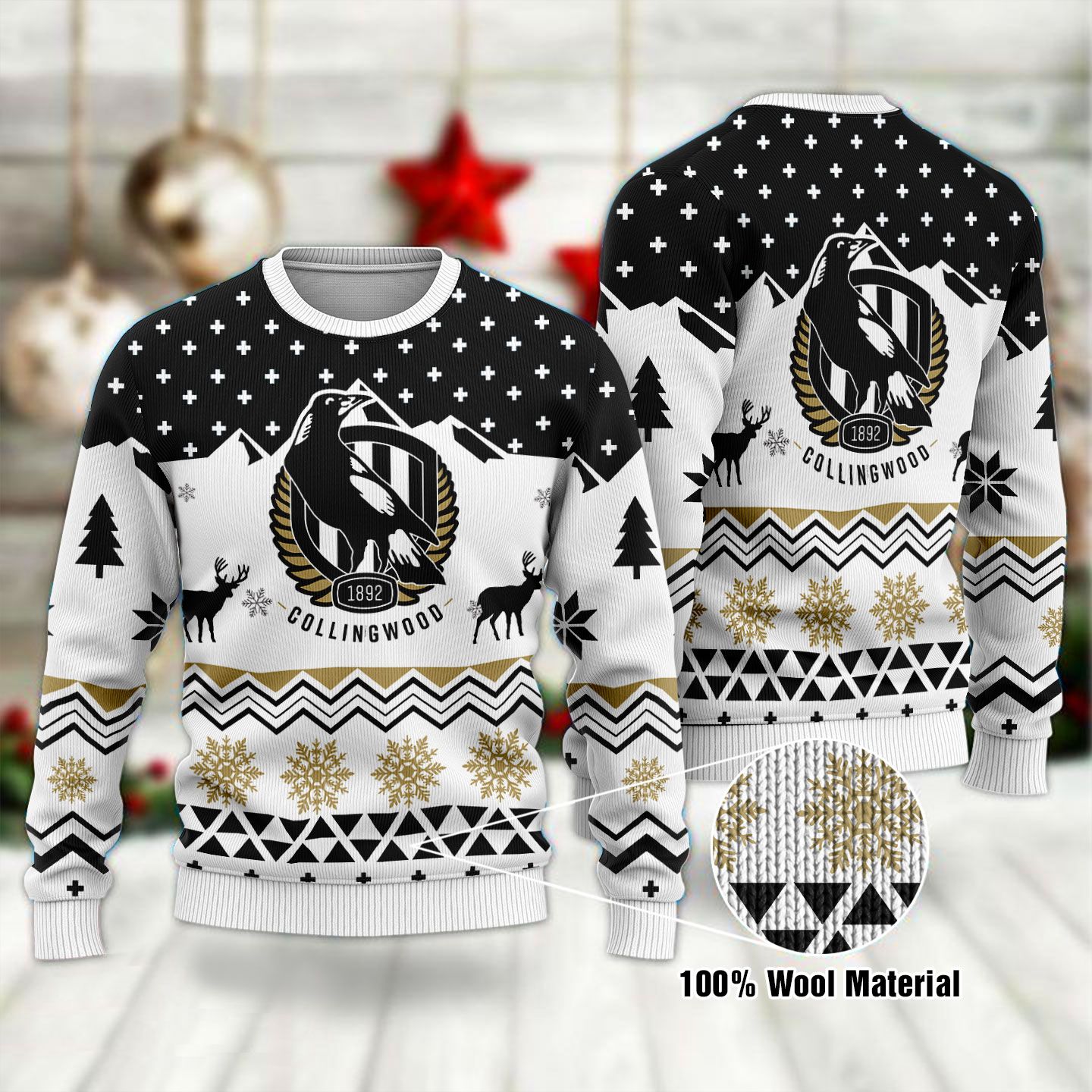 Middily- Collingwood Football Club AFL - Ugly Xmas Sweater,Holiday 2021 Sweater,Secret Santa,Christmas Sweater Gift,Gag Gift - 3D Sweater
