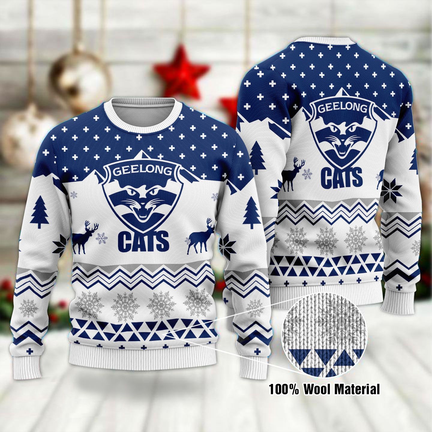 Middily- Geelong Football Club AFL - Ugly Xmas Sweater,Holiday 2021 Sweater,Secret Santa,Christmas Sweater Gift,Gag Gift - 3D Sweater