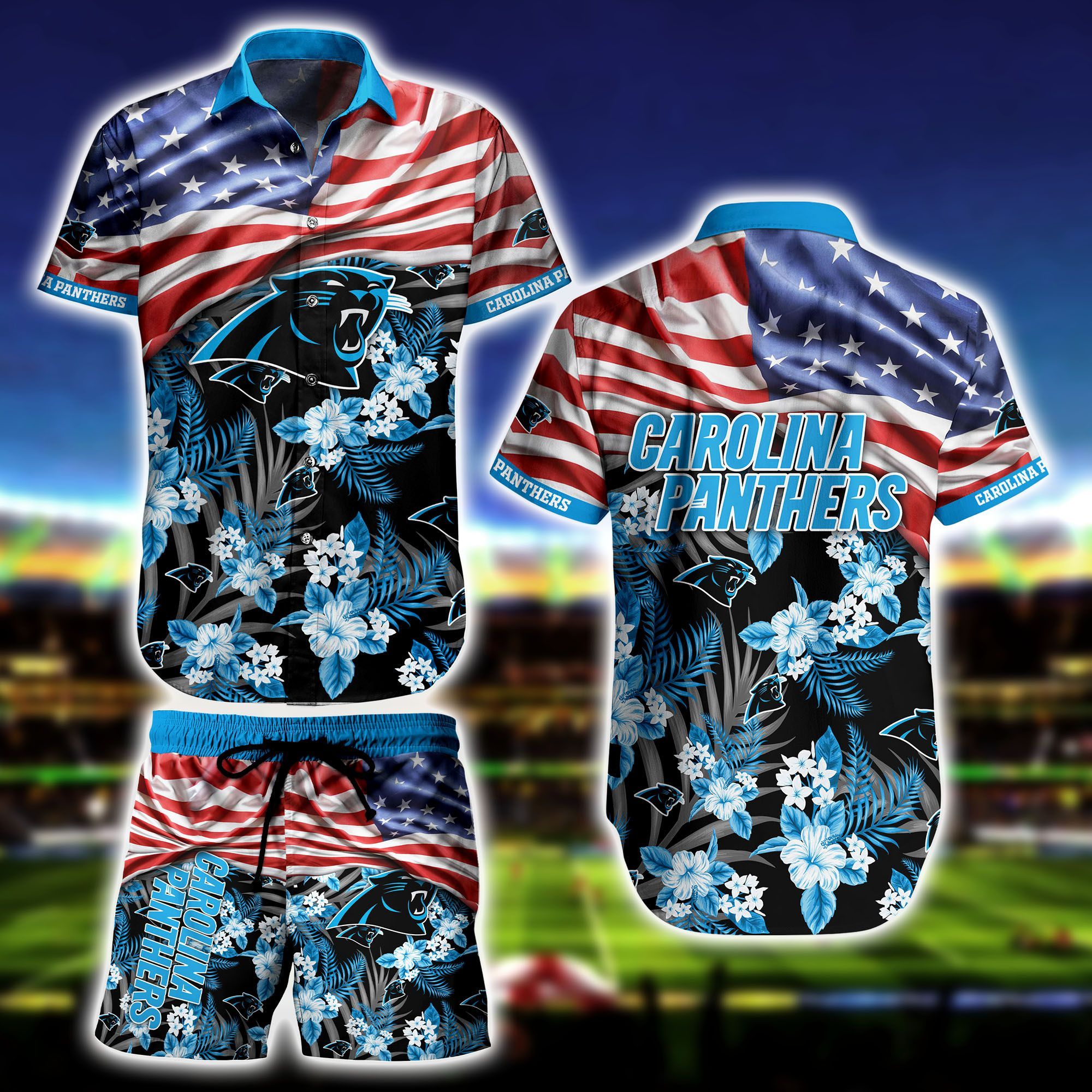 Middily- Carolina Panthers -Hawaii Shirt Short Flag