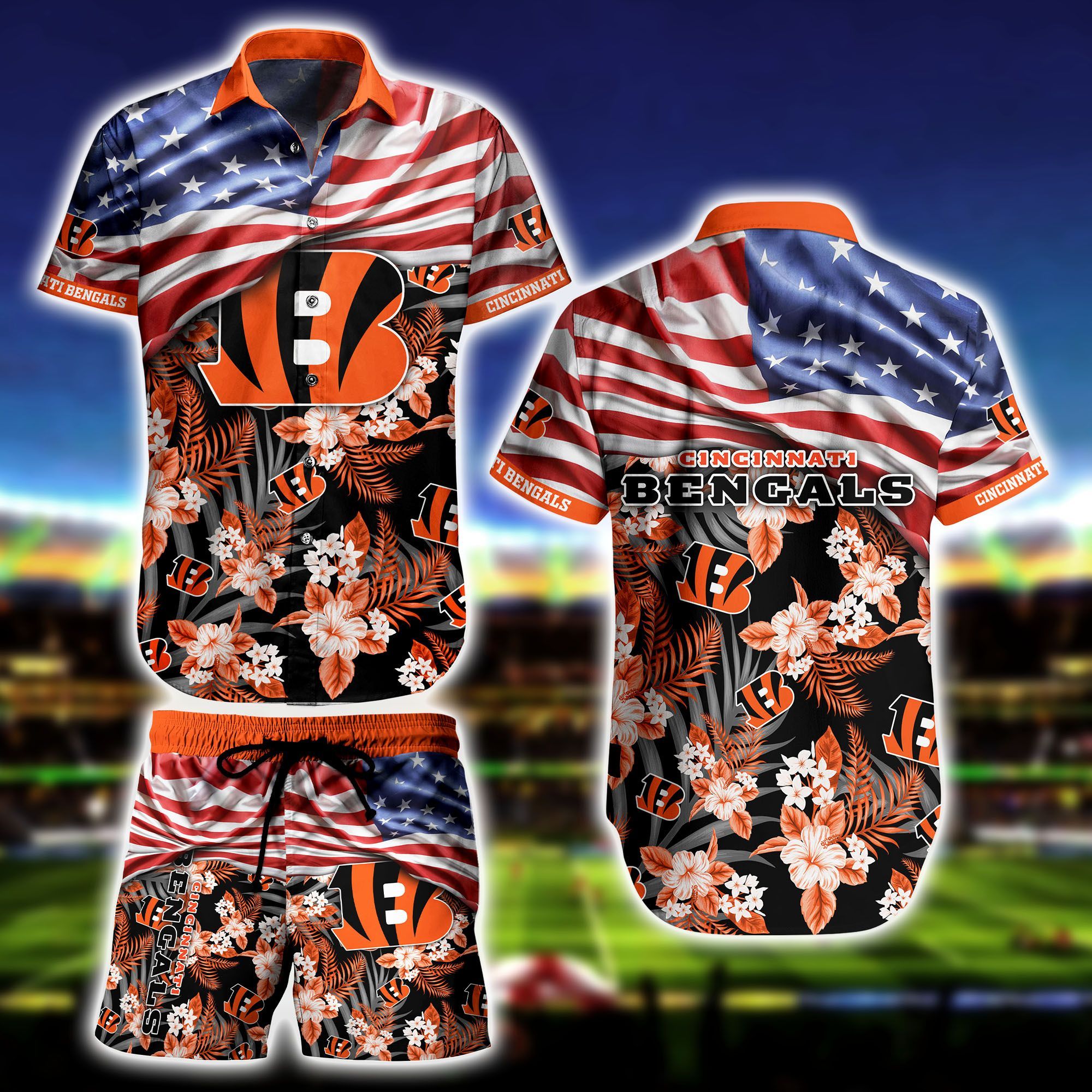 Middily- Cincinnati Bengals -Hawaii Shirt Short Flag