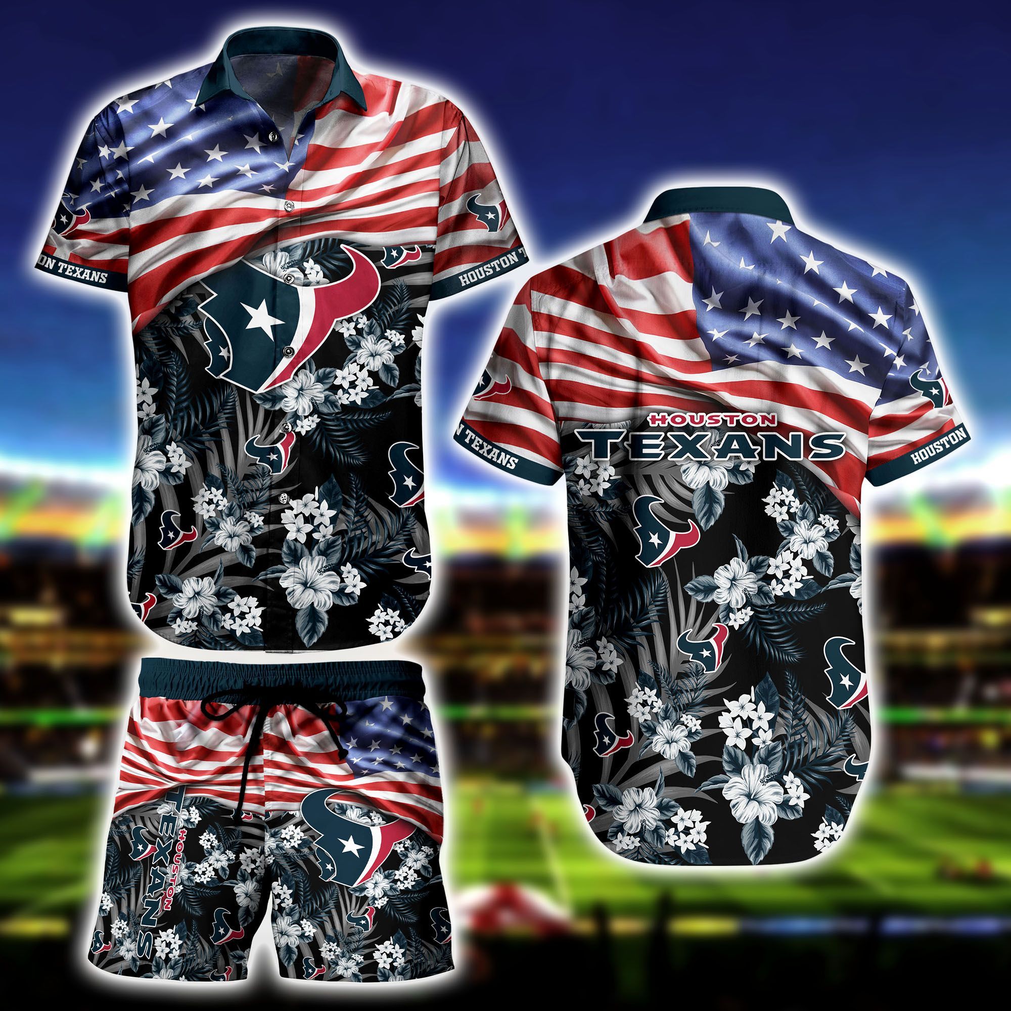 Middily- Houston Texans -Hawaii Shirt Short Flag