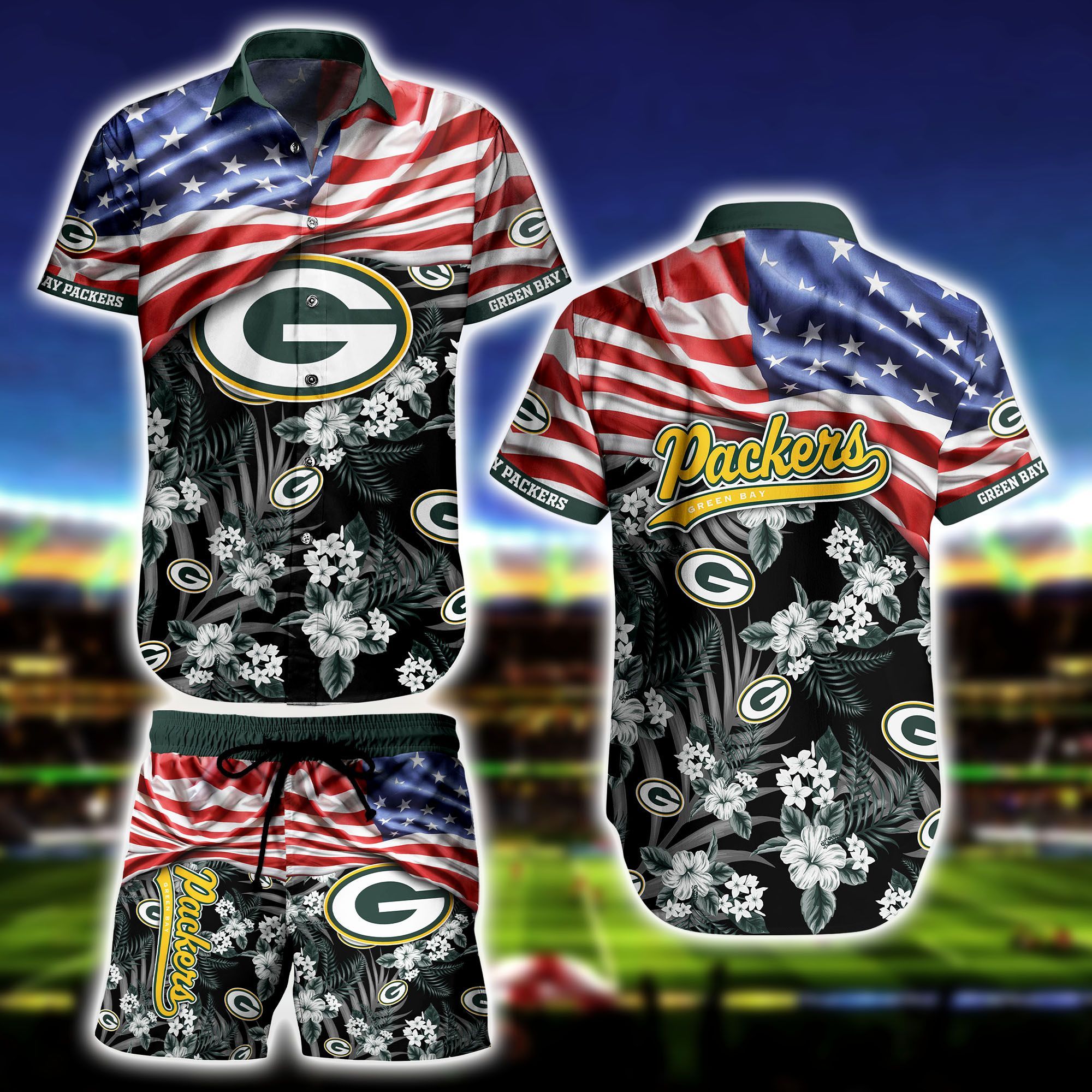 Middily- Green Bay Packers -Hawaii Shirt Short Flag