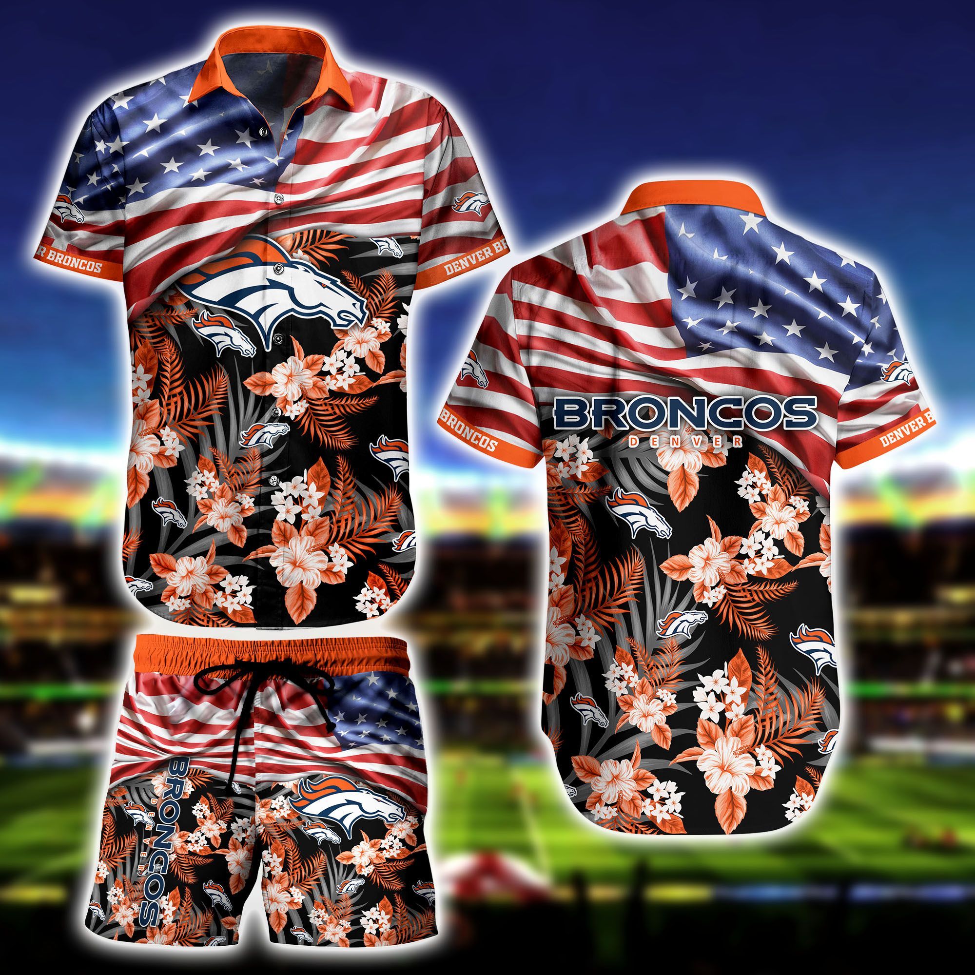 Middily- Denver Broncos -Hawaii Shirt Short Flag