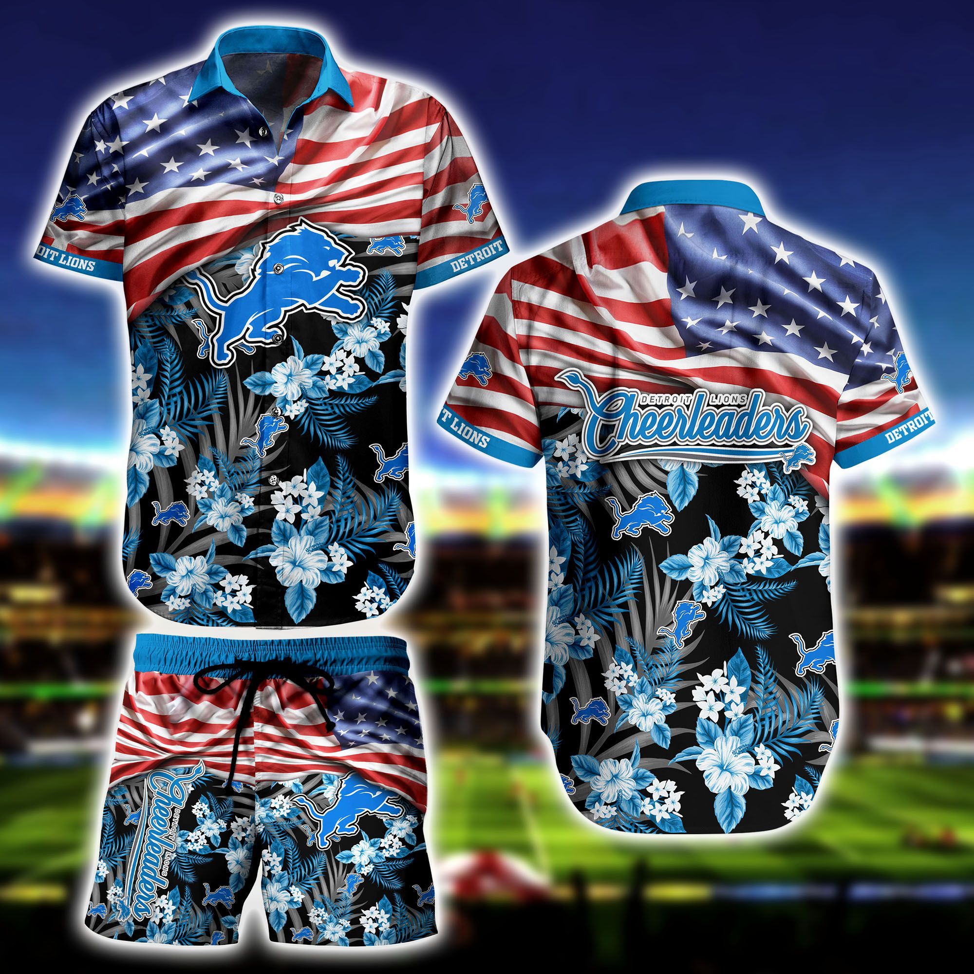 Middily- Detroit Lions -Hawaii Shirt Short Flag