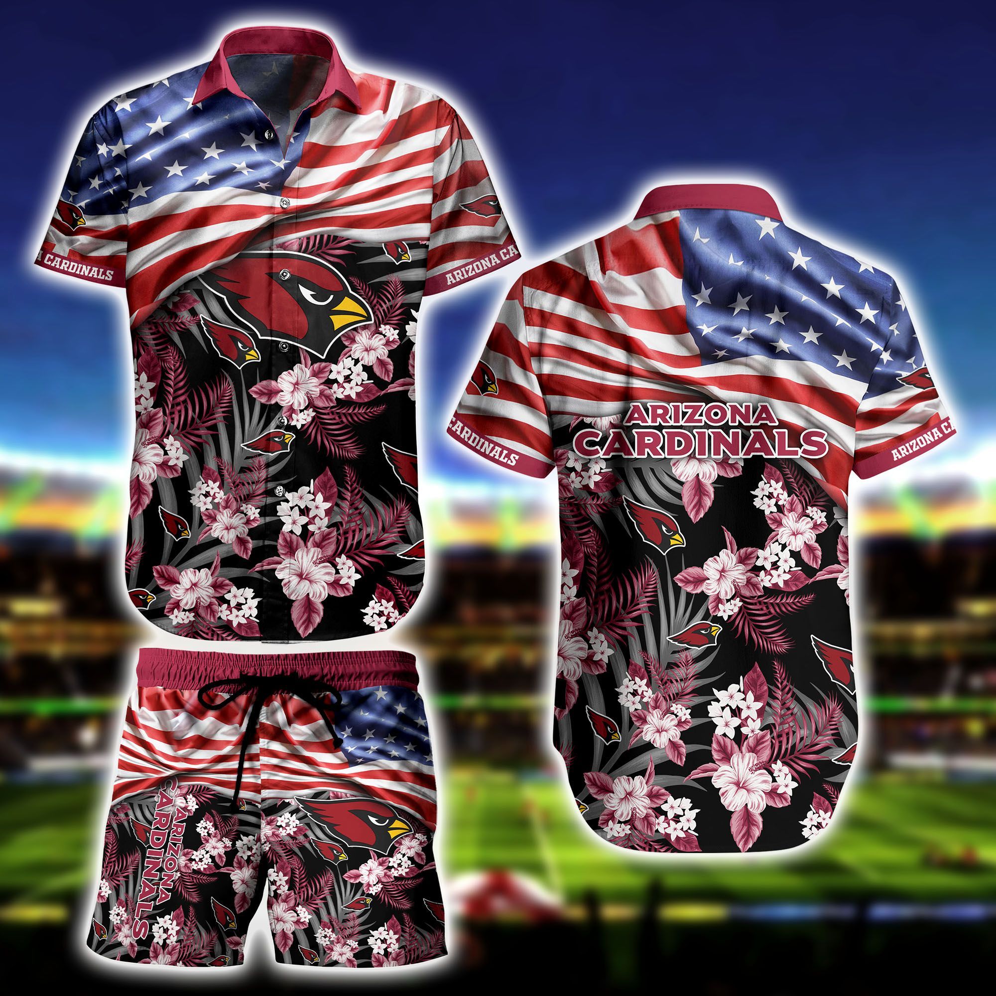 Middily- Arizona Cardinals -Hawaii Shirt Short Flag