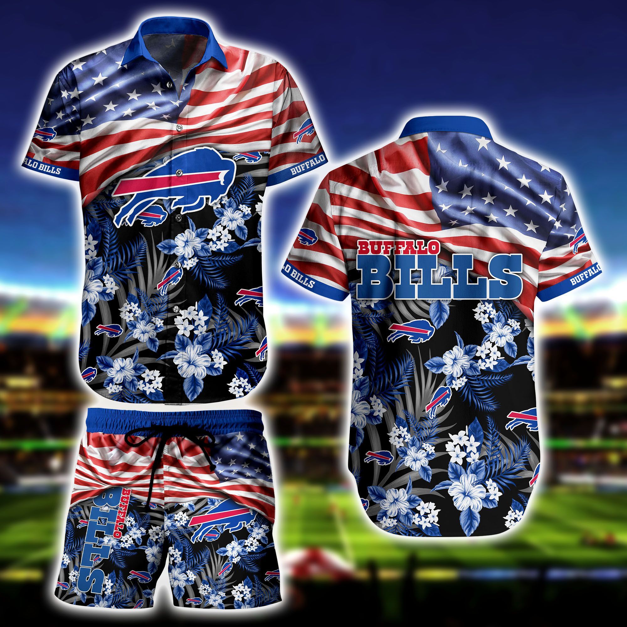 Middily- Buffalo Bills -Hawaii Shirt Short Flag