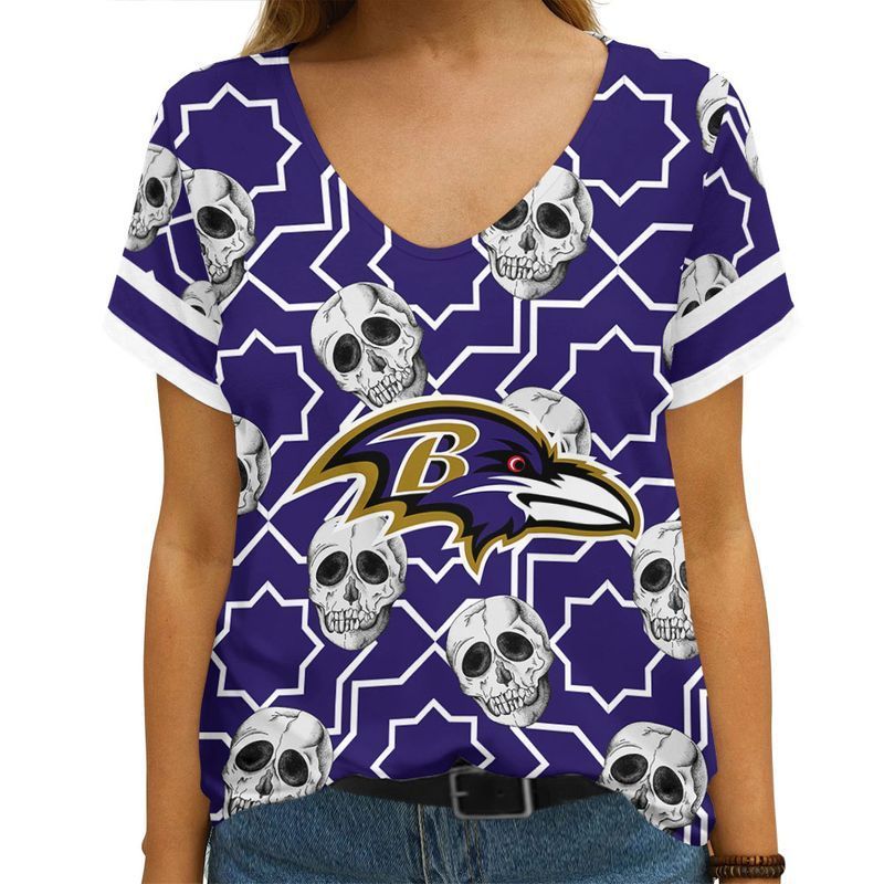 MiddilyBaltimore Ravens Limited Edition Summer Collection Women V Neck T-shirt XS-2XL NLA011509
