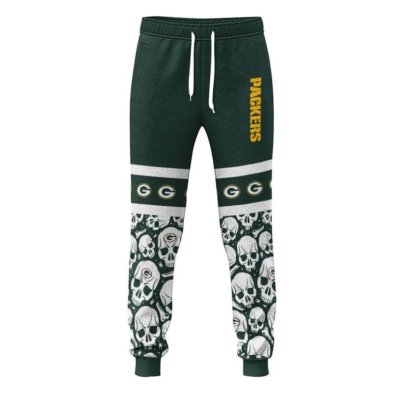 MiddilyGreen Bay Packers Skull Pattern All Over Print Joggers Unisex Sizes S-5XL NLA015918