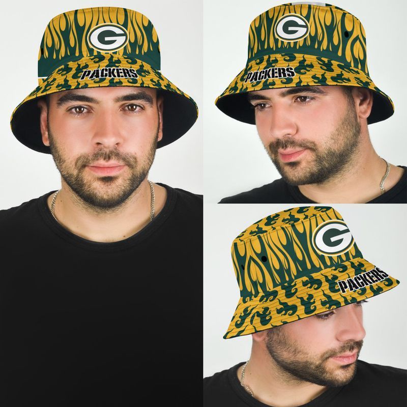 MiddilyGreen Bay Packers Fire Pattern Limited Edition Bucket Hat NLA015218