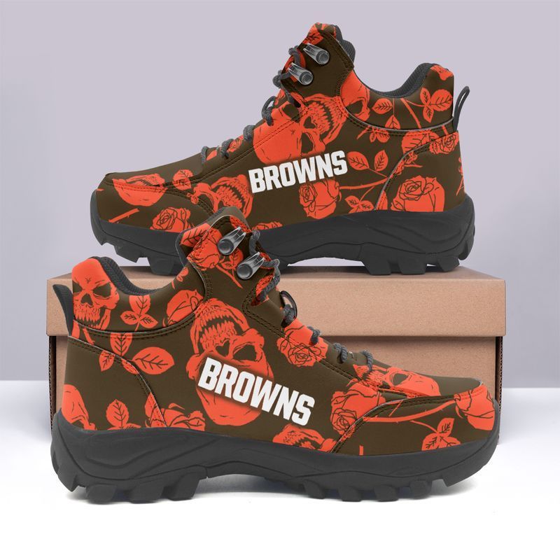 MiddilyCleveland Browns Skull and Rose Limited Edition Men and Women Sizes Hiking Shoes NLA016704