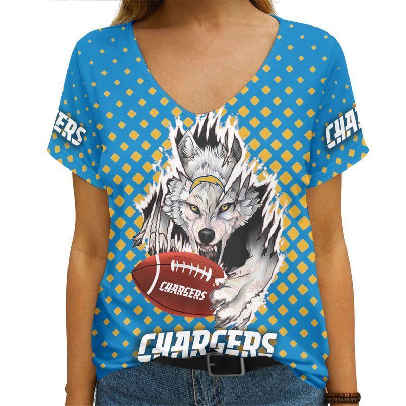 MiddilyLos Angeles Chargers Coyote Limited Edition Summer Collection Women V Neck T-shirt XS-2XL NLA012717