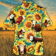 Hereford Cattle Lovers Sunflower Watercolor Hawaiian Shirt