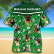 German Shepherd Dog Lovers Green Floral Pattern Hawaiian Shirt