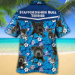 Staffordshire Bull Terrier Dog Lovers Blue Floral Pattern Hawaiian Shirt