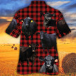 Black Angus Cattle Lovers Red Tartan Pattern Hawaiian Shirt