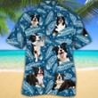 Border Collie Dog Lovers Blue Feather Hawaiian Shirt