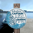 A Pontoon Captain And His Pontoon Queen Live Here Round Wooden Sign 12" x 12"