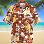 Golden Retriever Dog Red Tribal Pattern Hawaiian Shirt