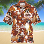 Boxer Dog Red Tribal Pattern Hawaiian Shirt