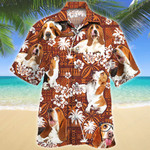 Basset Hound Dog Red Tribal Pattern Hawaiian Shirt