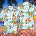 Shiba Inu Dog Lovers Striped Hawaiian Shirt