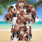 Border Collie Dog Red Tribal Pattern Hawaiian Shirt