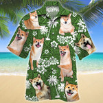 Shiba Inu Green Tribal Pattern Hawaiian Shirt