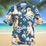Labrador Retriever Dog Lovers Blue Tribal Pattern Hawaiian Shirt