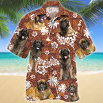 Leonberger Dog Red Tribal Pattern Hawaiian Shirt