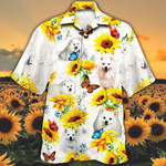 American Eskimo Dog Lovers Sun Flower Hawaiian Shirt