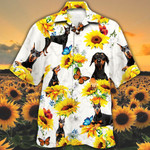 Doberman Pinscher Dog Lovers Sun Flower Hawaiian Shirt