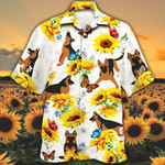 German Shepherd Dog Lovers Sun Flower Hawaiian Shirt