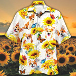 Welsh Corgi Dog Lovers Sun Flower Hawaiian Shirt