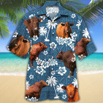 Red Angus Cattle Lovers Blue Tribal Hawaiian Shirt
