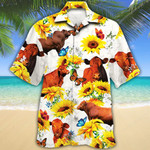 Red Angus Cattle Lovers Sun Flower Hawaiian Shirt