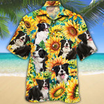 Border Collie Dog Lovers Sunflower Watercolor Hawaiian Shirt