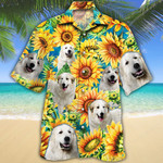 Great Pyrenees Dog Lovers Sunflower Watercolor Hawaiian Shirt