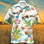 Charolais Cattle Lovers Tropical Flower Hawaiian Shirt