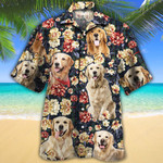 Golden Retriever Dog Lovers Green Plaid Pattern Hawaiian Shirt