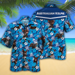 Australian Kelpie Dog Lovers Blue Floral Pattern Hawaiian Shirt