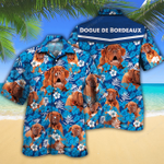 Dogue de Bordeaux Dog Lovers Blue Floral Pattern Hawaiian Shirt