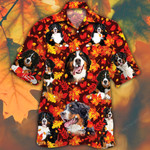 Bernese Mountain Dog Lovers Autumn Red Leaves Hawaiian Shirt