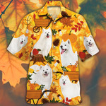 Samoyed Dog Lovers Orange Nature Autumn Hawaiian Shirt