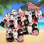 Rottweiler Dog Lovers American Flag Hawaiian Shirt