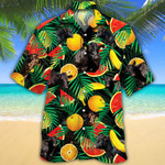 Black Angus Cattle Lovers Tropical Fruits Hawaiian Shirt