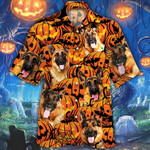 German Shepherd Dog Lovers Halloween Pumpkin Hawaiian Shirt