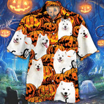 Samoyed Dog Lovers Halloween Pumpkin Hawaiian Shirt