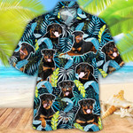 Rottweiler Dog Lovers Jungle Leaves Hawaiian Shirt