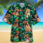 Staffordshire Bull Terrier Dog Lovers Tropical Leaves Hawaiian Shirt