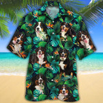 Bernese Mountain Dog Lovers Tropical Leaves Hawaiian Shirt